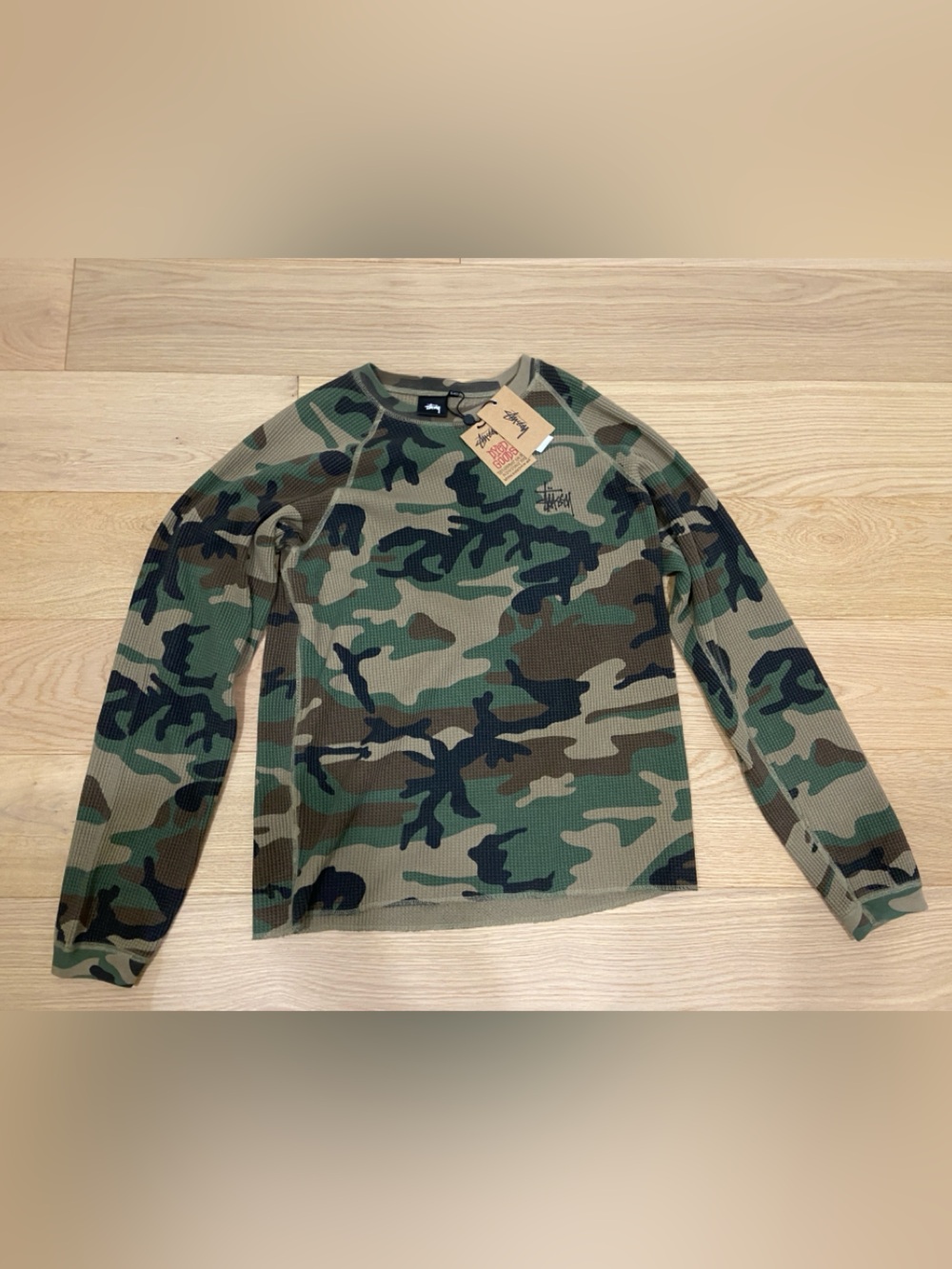Brand New NWT Stussy XL Camo Long Sleeve Waffle Knit Shirt Never Worn